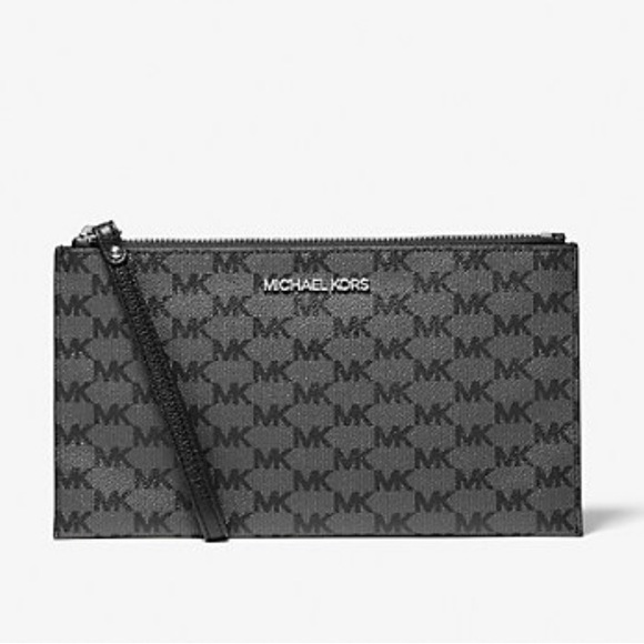 michael kors jet set logo coated canvas pouch
